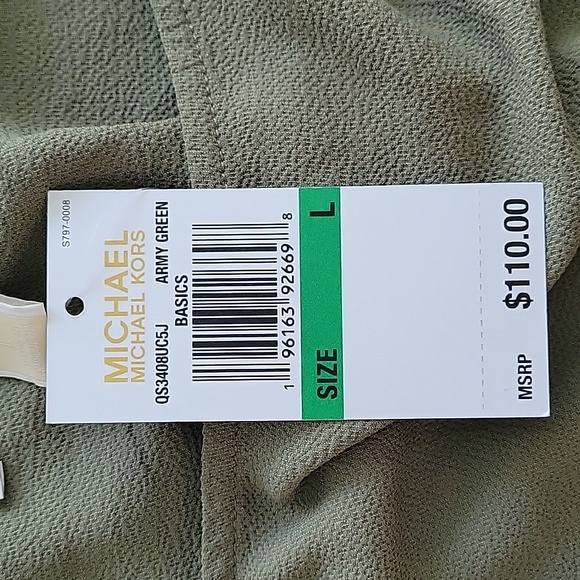 Michael Kors Army Green Blouse, Large, NWT - Picture 7 of 10